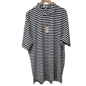 Peter Millar Summer Comfort Thick Stripe Polo Blue And White SZ XXL Nautical NWT